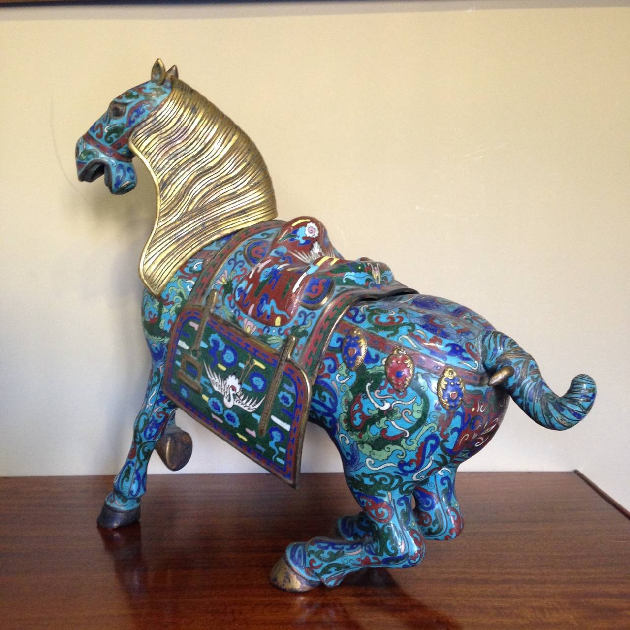 Pair of Chinese Cloisonné Horses, in the Han Style 2