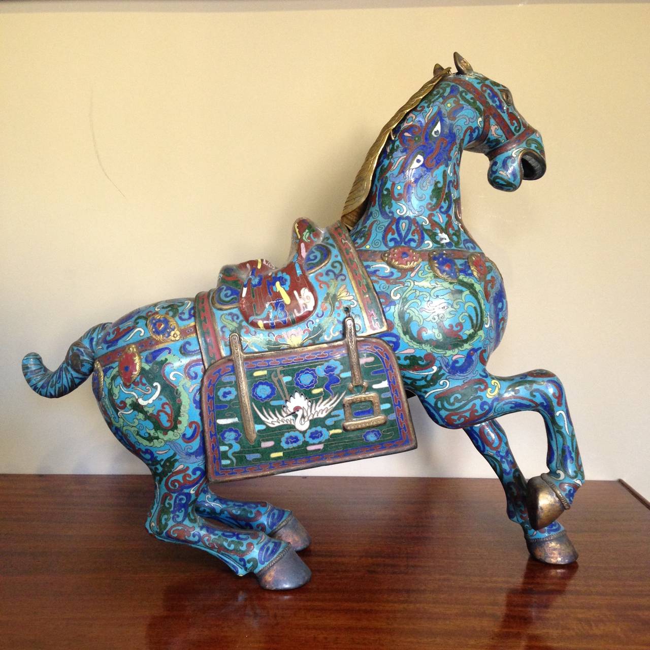 Pair of Chinese Cloisonné Horses, in the Han Style 3