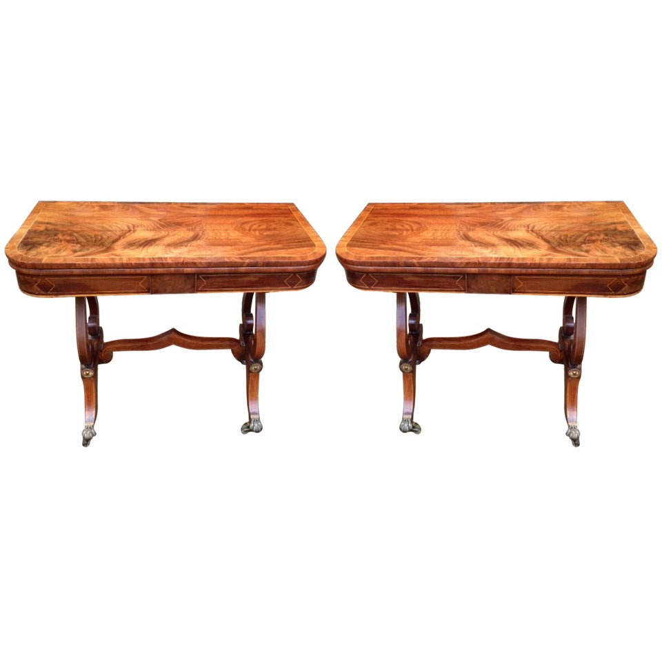 Fine Pair of Mahogany Tea Tables For Sale