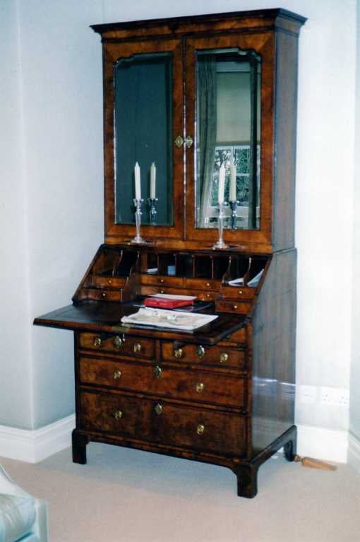 George I Walnut Bureau Bookcase