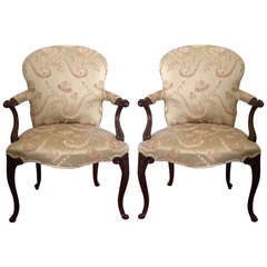An Excellent Pair Of Mahogany Stuffed Back Hepplewhite Period Armchairs
