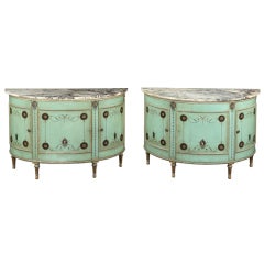 Pair of 19th Century Painted Commodes in the Manner of George Brookshaw