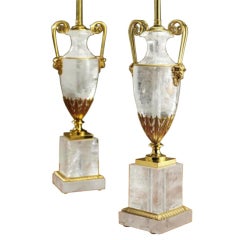 A Pair Of Neoclassical-style Ormolu-mounted Rock Crystal Lamps