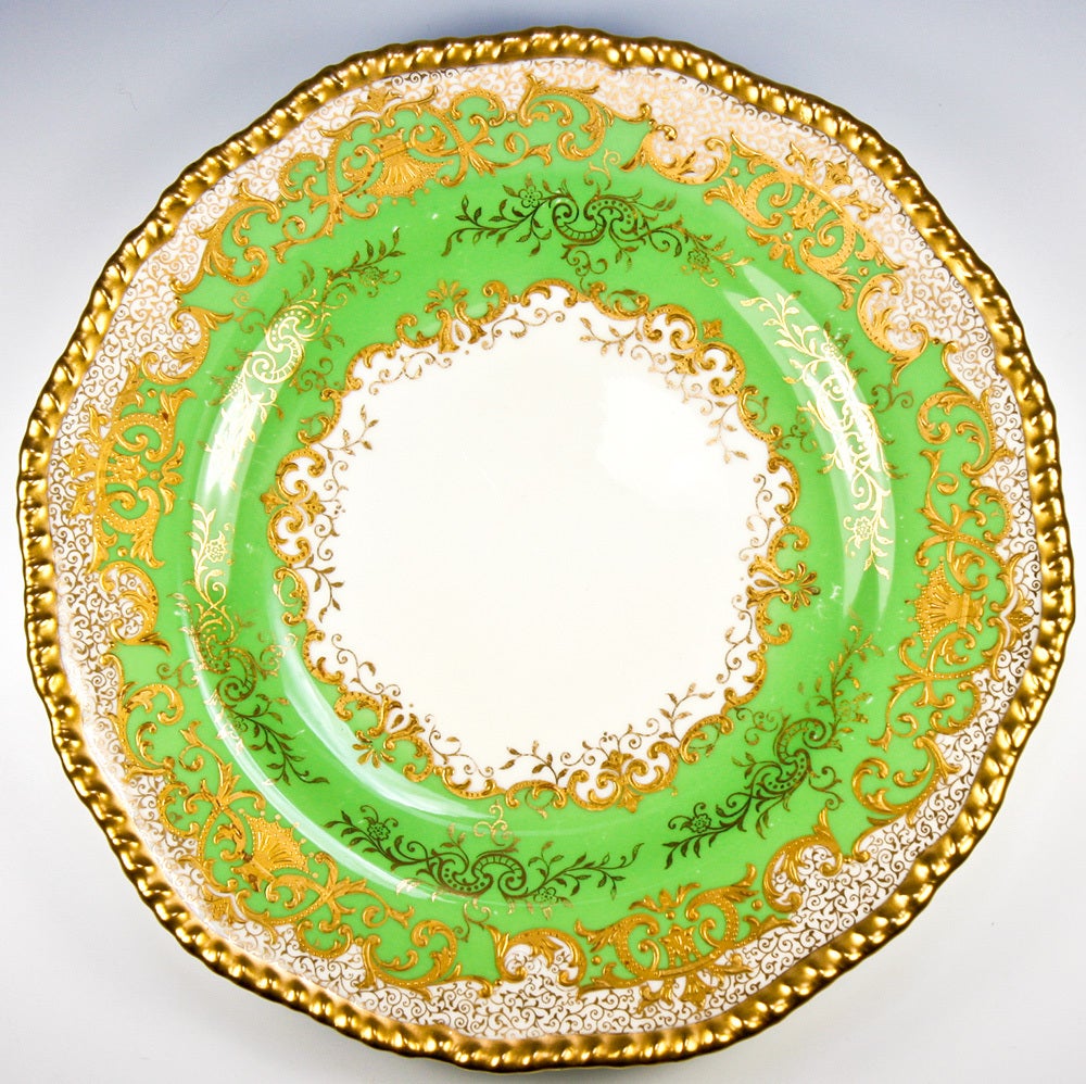 A splendid set of 8 dinner plates from the old stock sold through Gillman Collamore & Co., 5th Avenue, NYC during the Belle Epoche, when luxury goods were at their heyday.  The set was made for G-C & Co by Coalport of England, and the date mark on