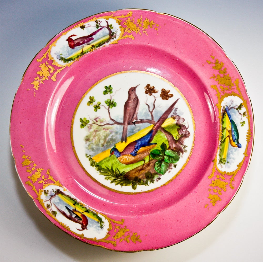 French Pair: Antique Old Paris Porcelain Raised Tazza, Cake Platters For Sale