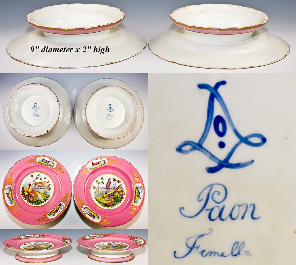 Pair: Antique Old Paris Porcelain Raised Tazza, Cake Platters For Sale 1