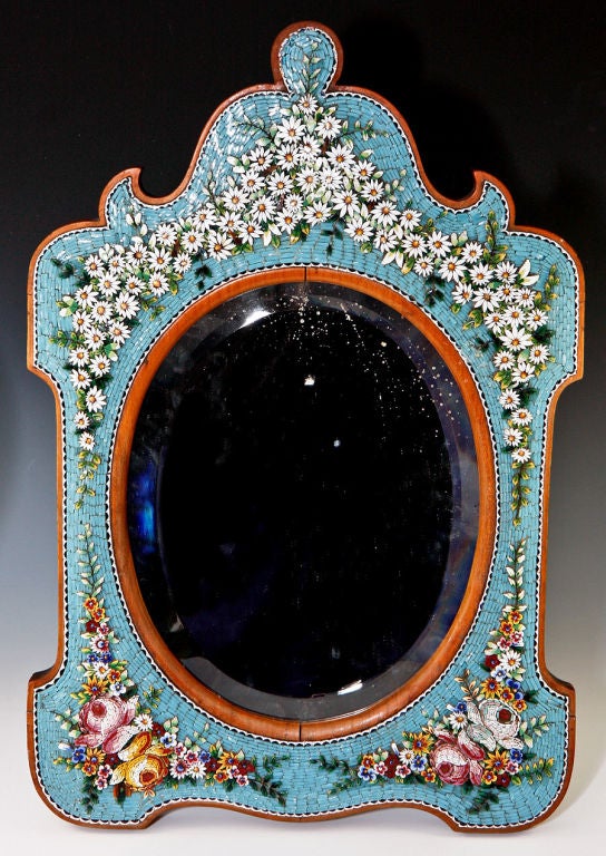 Rare Antique Victorian Micro Mosaic Frame Mirror, 19