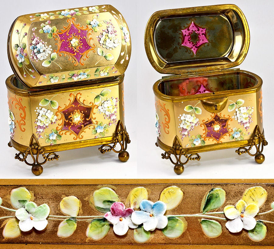 Antique Bohemian Glass Sugar Casket, Box, by Moser  c.1830-60s 3