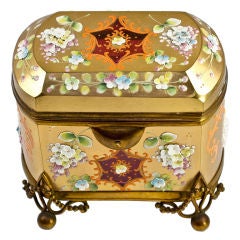 Antique Bohemian Glass Sugar Casket, Box, by Moser  c.1830-60s
