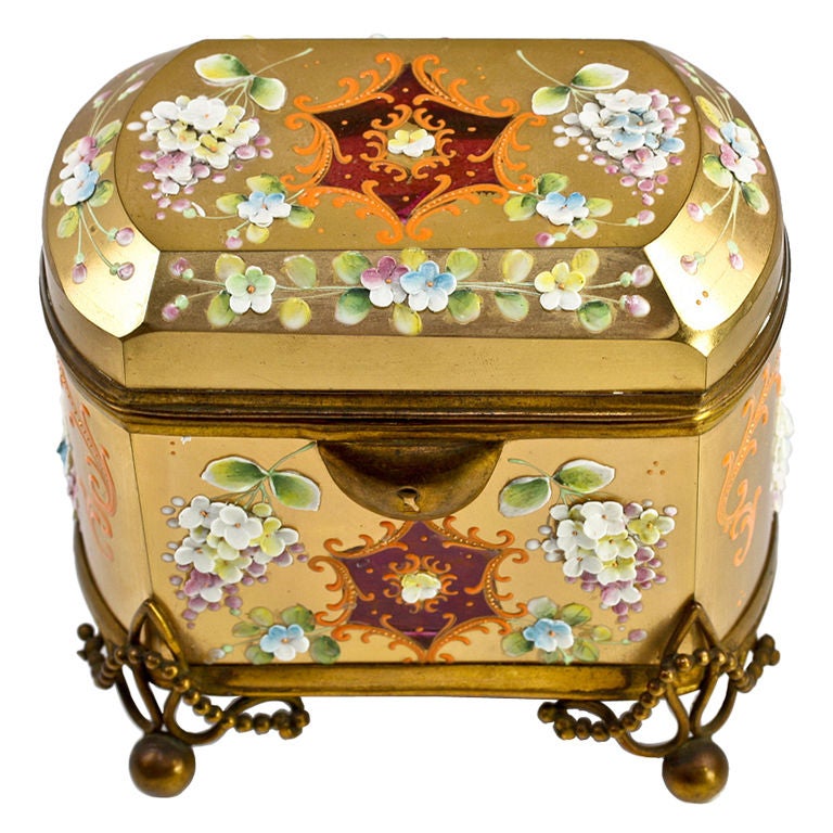 Antique Bohemian Glass Sugar Casket, Box, by Moser  c.1830-60s