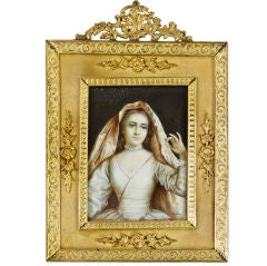 Antique Portrait Miniature, Dore Bronze Frame, Mme Boucher D'Ors