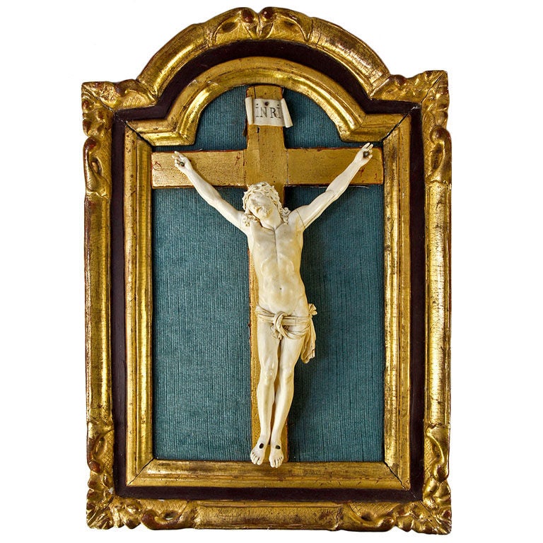 Antique French Hand Carved 8.5" Ivory Christ, Crucifix - Dieppe