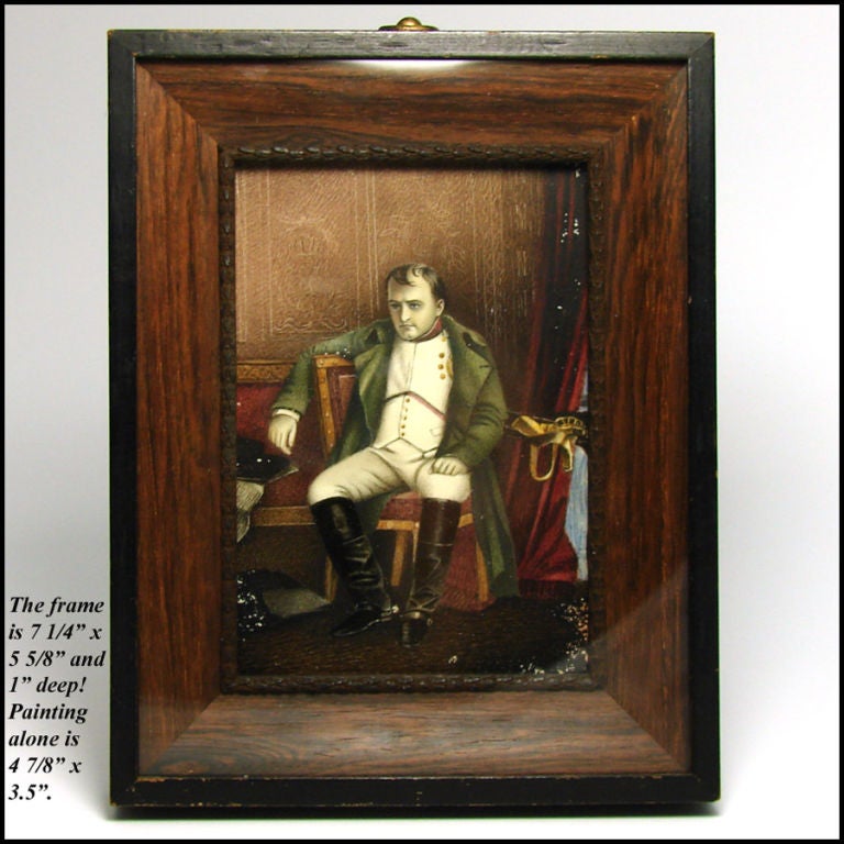 Magnificent & rare antique French hand painted portrait miniature on early celluloid: a full rendering 'apres' or after the original painting, 1814 