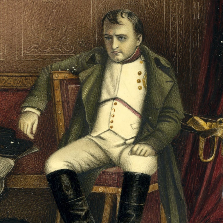 Antique French Portrait Miniature: Defeat of Napoleon, Delaroche For Sale 1