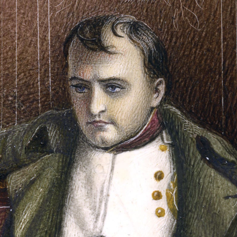 19th Century Antique French Portrait Miniature: Defeat of Napoleon, Delaroche For Sale