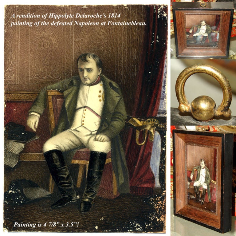 Antique French Portrait Miniature: Defeat of Napoleon, Delaroche For Sale 1