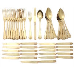 Antique French Vermeil Sterling Silver 36pc Flatware, Seashell