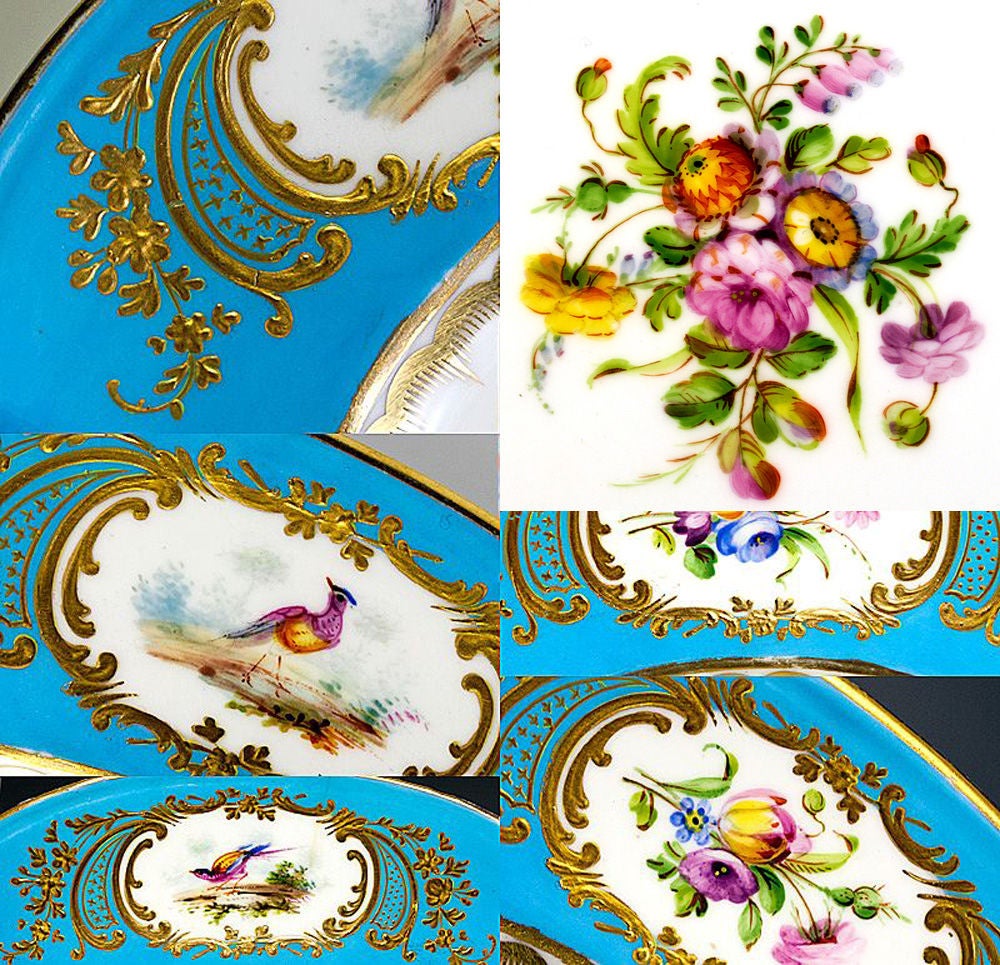 Very Rare Set of 4 Antique Coalport Hand Painted Cabinet Plates For Sale 2