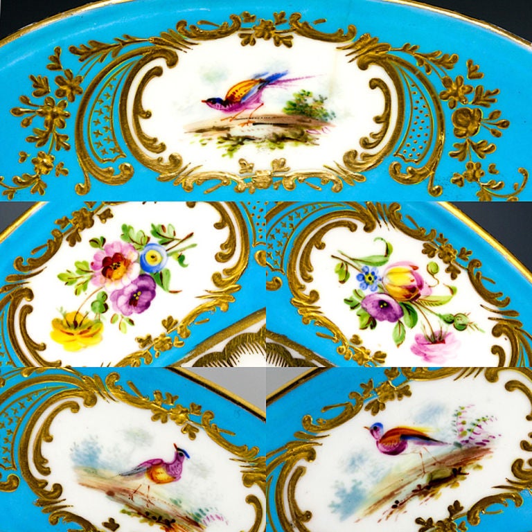 Very Rare Set of 4 Antique Coalport Hand Painted Cabinet Plates For Sale 3