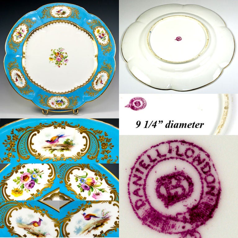 Very Rare Set of 4 Antique Coalport Hand Painted Cabinet Plates For Sale 4