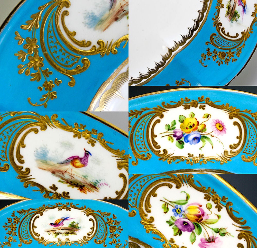 Very Rare Set of 4 Antique Coalport Hand Painted Cabinet Plates For Sale 5