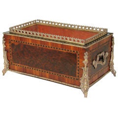 Used French 15" Marquetry Inlaid Jardiniere Planter, VERVELLE