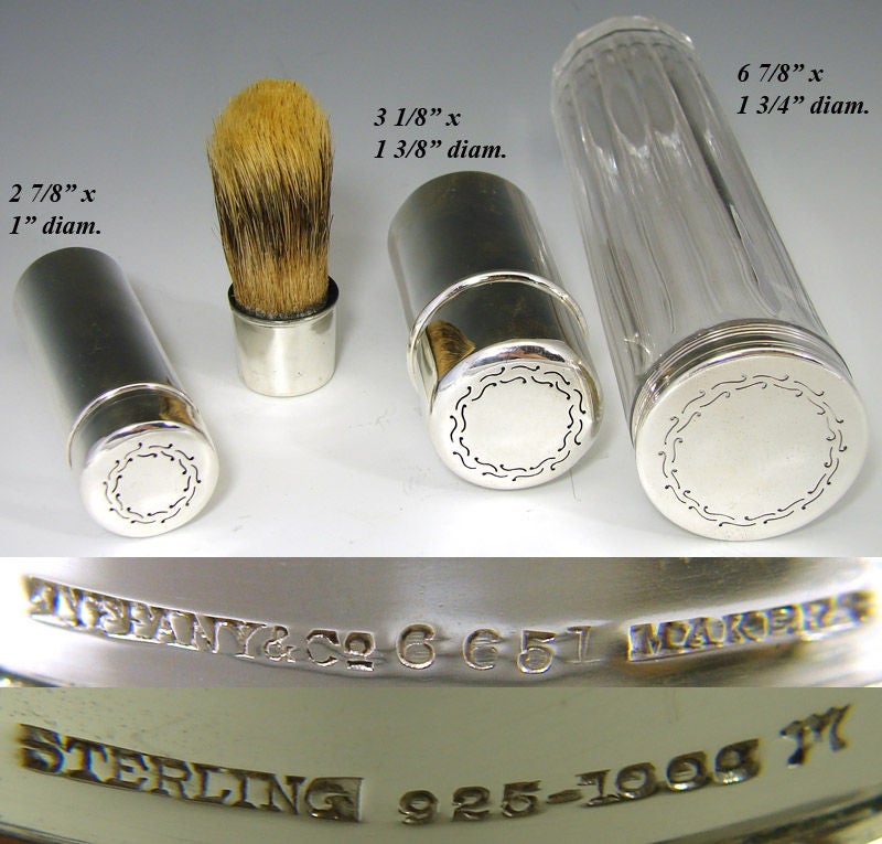 Antique Tiffany & Co. Travel Case, Sterling Silver Jars, Vanity 3