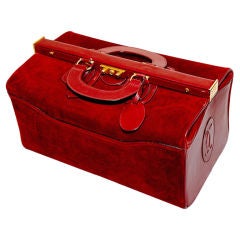 Retro Large 20" CARTIER Travel Bag, Carry On, Luggage in Red Leather