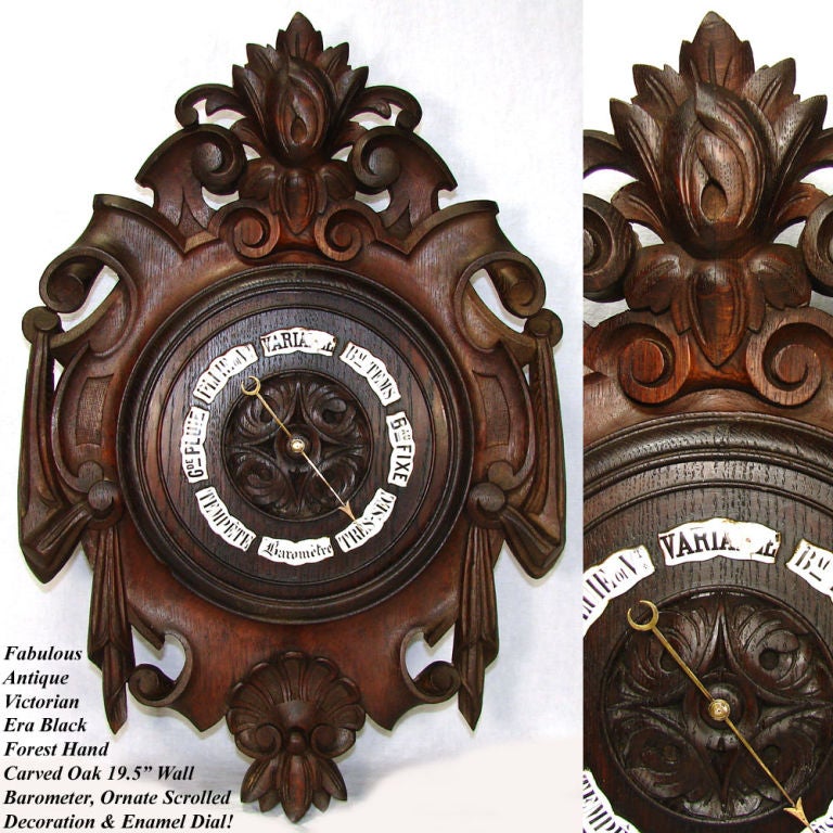 Very fine antique French 1840-80 Victorian era hand carved Black Forest style 19.5