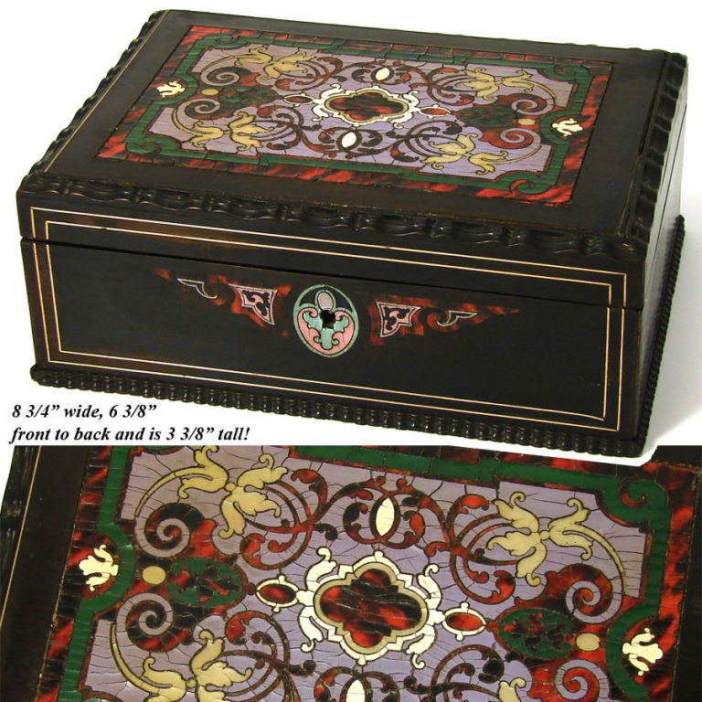 French Antique Louis Philippe Era Boulle Inlay 9