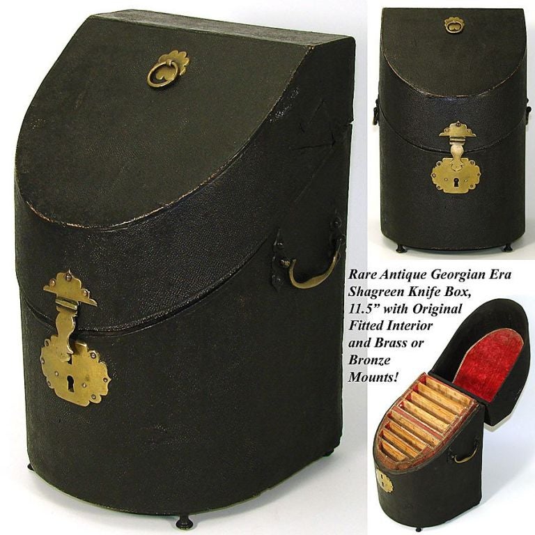 RARE Antique Georgian 1700s 11.5" Shagreen (Stingray) Knife Box