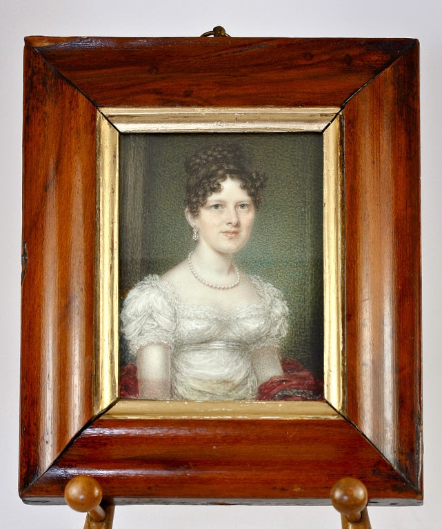 Antique French Empire Portrait Miniature, a Lady of Napoleon Era 4