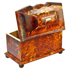 Antique Victorian English Tortoise Shell Tea Caddy