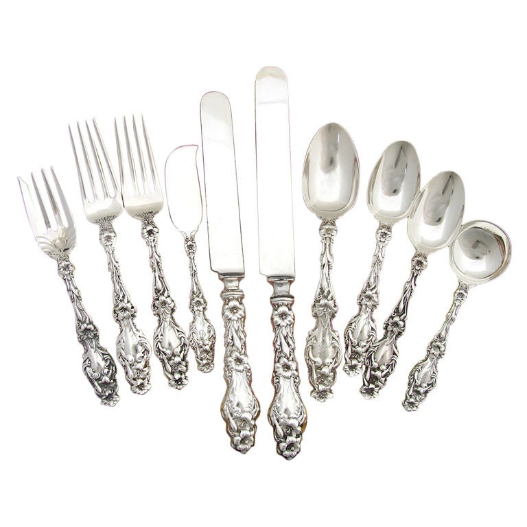 1902 Whiting Lily Sterling Silver 158p Flatware Set Art Nouveau