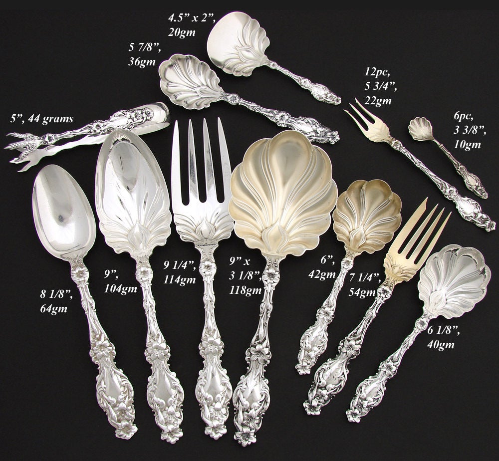 1902 Whiting Lily Sterling Silver 158p Flatware Set Art Nouveau 2