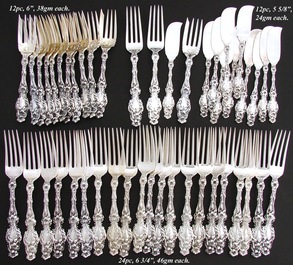 1902 Whiting Lily Sterling Silver 158p Flatware Set Art Nouveau 3