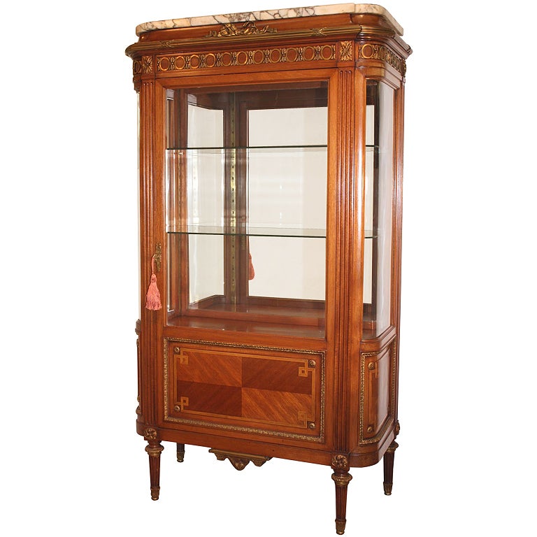 Louis XVI Style Mahogany and Gilt Bronze Display Cabinet