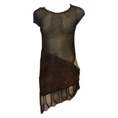 Christian Lacroix Brown Knit Patchwork Dress
