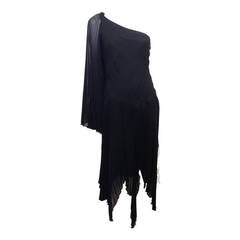 Givenchy Black Pleated Chiffon Dress
