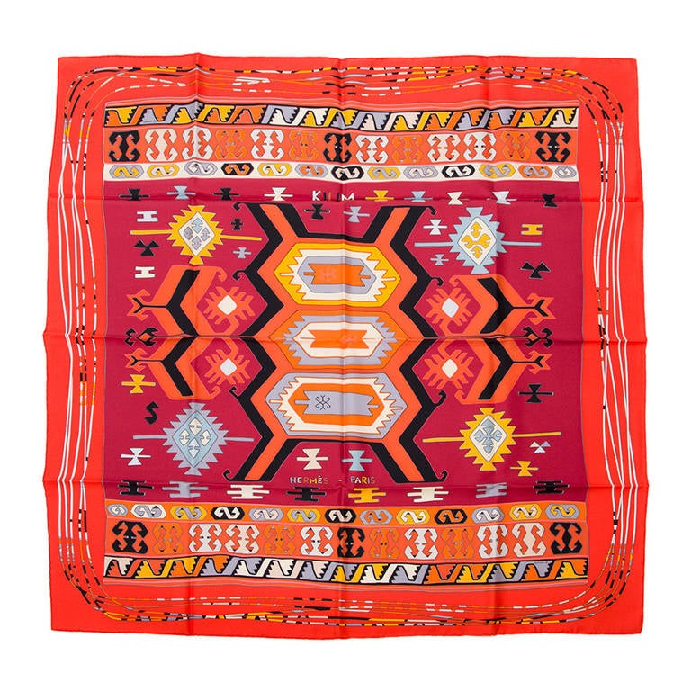 Hermès "Kilim" Red Carré Scarf