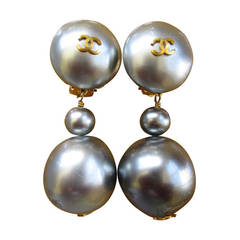 Vintage Chanel Gobsmacking Gumball Size Pearl Drop Earrings