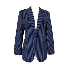 GIORGIO ARMANI jacket Americana navy pinstripe so fresh and chic 48 runs smaller 12