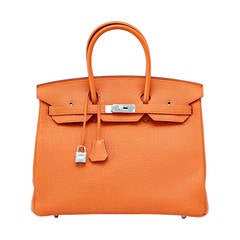 Preowned Hermes Kelly 35 Orange Togo Gold Hardware #P