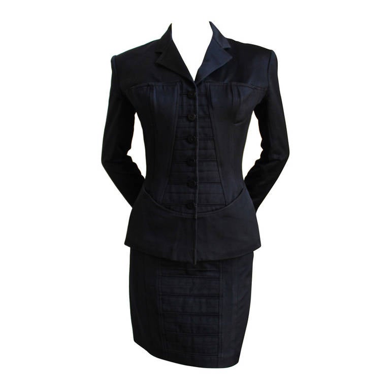 1992 AZZEDINE ALAIA black structred and seamed suit