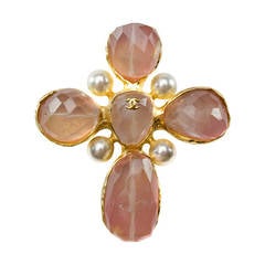 Chanel Pink Stone Brooch