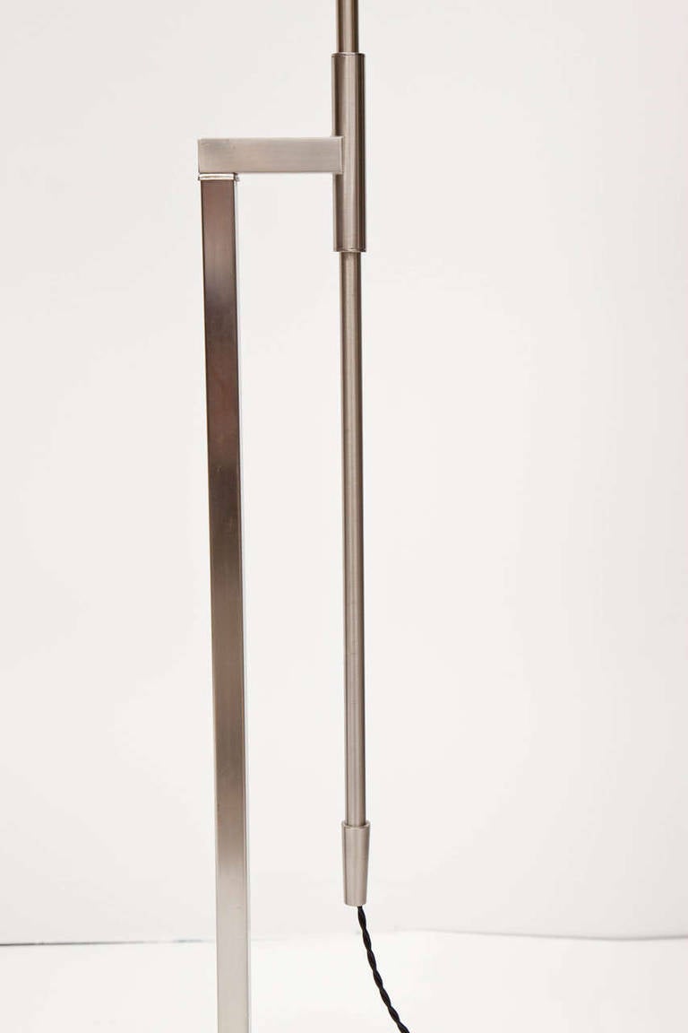 Mid-Century Modern Pair of Brushed Steel Adjustable Height Floor Lamps by Laurel
