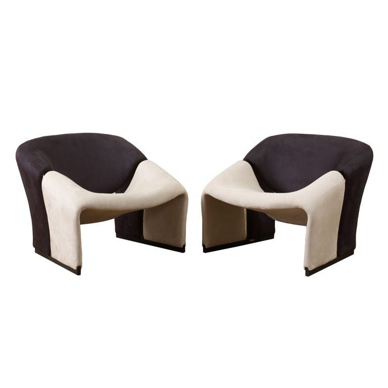 Pair of Pierre Paulin Modernist "Groovy" Lounge Chairs For Sale