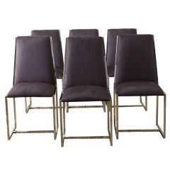Set of 6 Chrome Framed Milo Baughman Dining Chairs