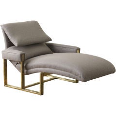 Single Floating Lounge Chair with a Brass Base Single Floating Lounge Chair with a Brass Base