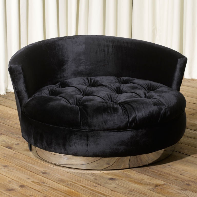 American Pair of Huge Round Loveseats with Chrome base